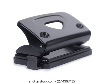 Black Office Hole Punch Isolated On A White Background