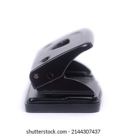 Black Office Hole Punch Isolated On A White Background