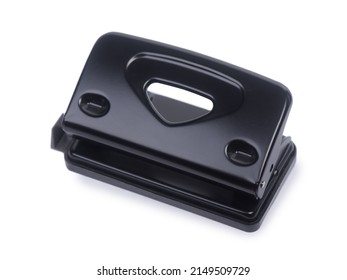 Black Office Hole Punch Isolated On A White Background