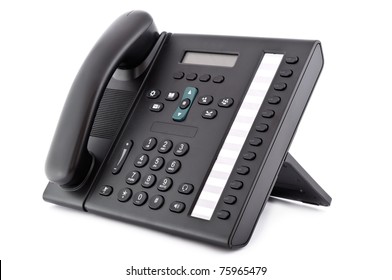 Black Office IP Phone Isolated On White Background