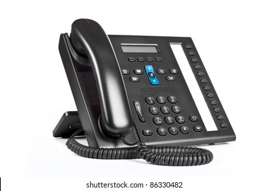 Black Office IP Phone Isolated On White Background