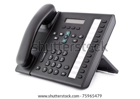 Black office IP Phone isolated on white background