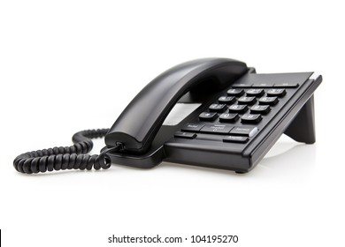 Black Office Phone Isolated On White Background