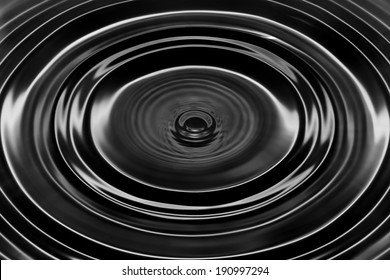 Black Oil Dripping. Abstract Black And White Circle Liquid Drop Ripple Texture Background