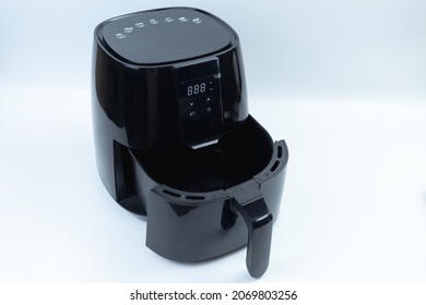 Black Oil-free Fryer On A White Background