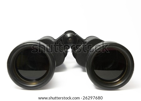 black old field-glass isolated on white