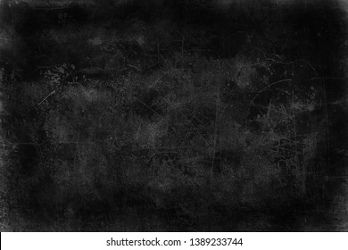 Black Old Wall Cracked Concrete Background / Abstract Black Texture, Vintage Old Background