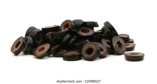 Black Olive Rings On A White Background