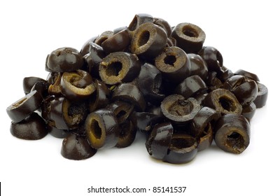 Black Olive Rings On A White Background