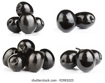 Black Olives On White Background