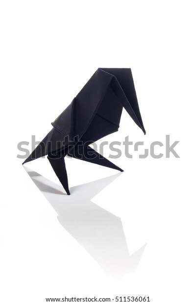 Black Origami Crow Isolated Over White Stock Photo Edit Now