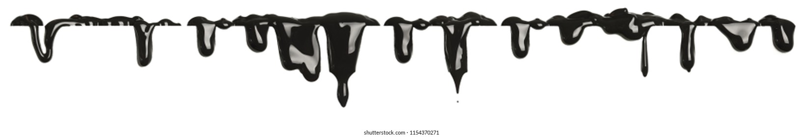 Black Paint Dripping Isolated On White