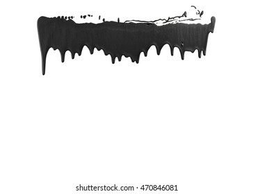 black paint dripping isolated on white background
