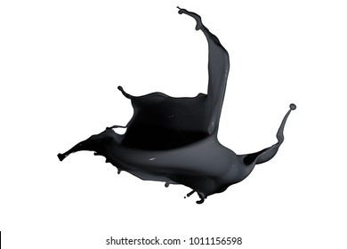 Black Paint Splash Isolated On White Background.