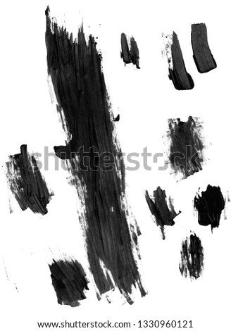 Black paint strokes isolated on a white background for making borders and brushes in Photoshop