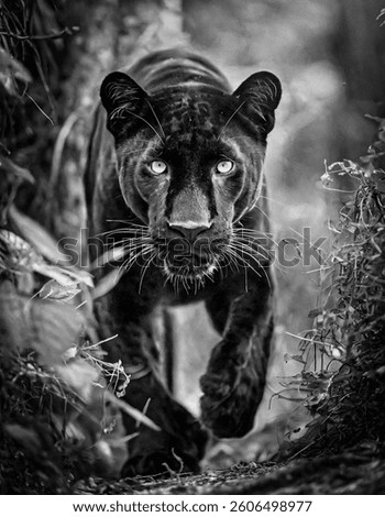 Black Panther in front of the camera