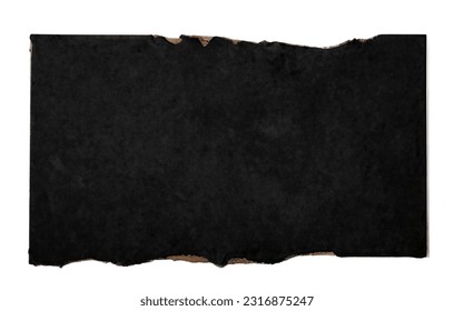 Black paper background. Old black empty paper cardboard on white background