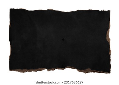 Black paper background. Old black empty paper cardboard on white background