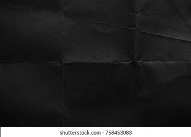 Black paper background. Old texture. Crumpled texture. Fold - Shutterstock ID 758453083