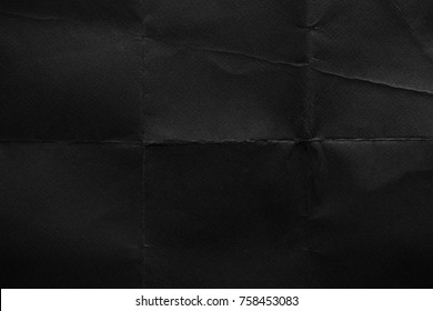 Black Paper Background. Old Texture. Crumpled Texture. Fold