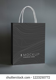 Black paper bag design mockup