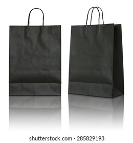 Black Paper Bag On White Background