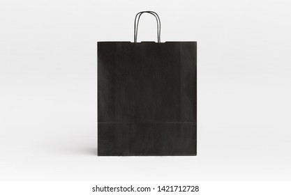 Black Paper Bag With Stripes Front