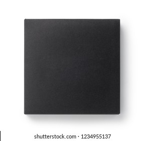 Black Paper Box Isolated On White Background, Top View.