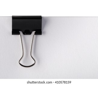 Black Paper Clip Isolated On White Background.