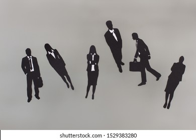 Black Paper Figures Of Buisness People. Business Collegues. Office Team.