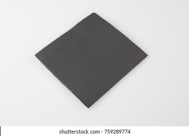 Black Paper Napkin Isolated On White Background