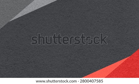 Black paper texture background with gray, red geometric corners gradient layers, copy space for banner presentation.