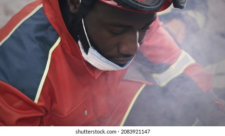 Black Paramedic Working After Disaster