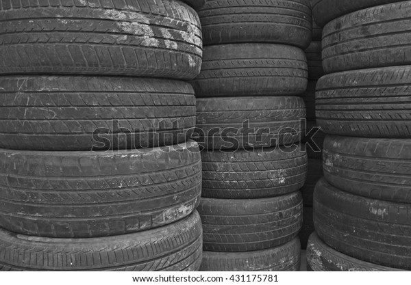 Black pattern of old tire
heap