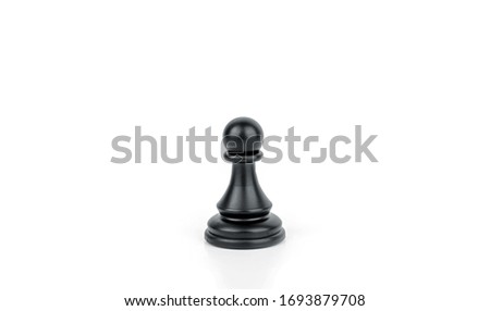 black pawn chess piece isolated on white background. The concept of board games, logic, training for the brain