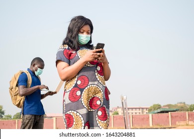 Black People, Travelers, Wearing Face Masks, Standing Outdoors