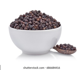 Black Pepper In Bowl On White Background