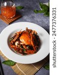Black pepper crab, Singapore chili crab, Singaporean Cuisine, Chilli Mud Crab, Served on a white plate, Stir Fried Crab, Asian cuisine, boiled, steamed, seafood, Tarakan