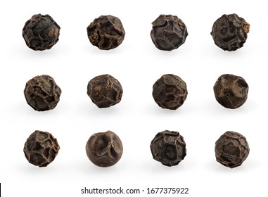 Black pepper on a white background with high quality clipping path.