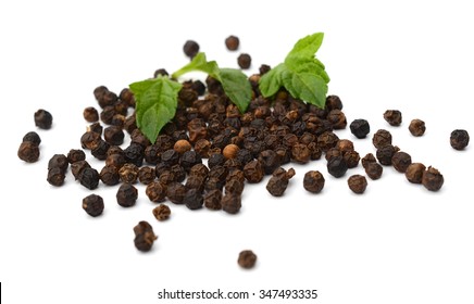 Black Pepper, Black Peppercorn , Indian Spice - Isolated On White