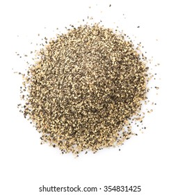 Black Pepper Powder Over White Background