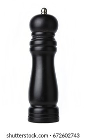 black pepper wood bottle isolated on white background. - Shutterstock ID 672602743