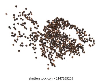 Black Peppercorns, Isolated On White Background 