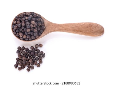 Black Peppercorns Isolated On White Background