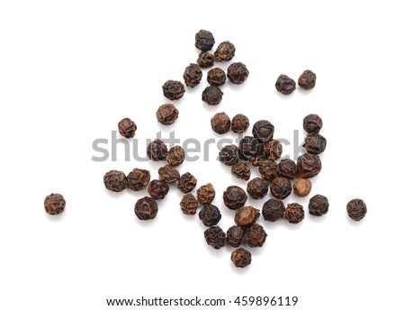 black peppers on white background