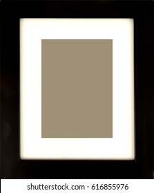 Black Picture Frame With White Matte And Empty Space For Photo.