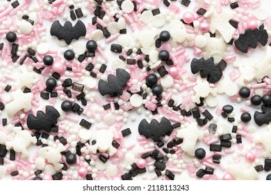 Black And Pink Sugar Sprinkles For Halloween