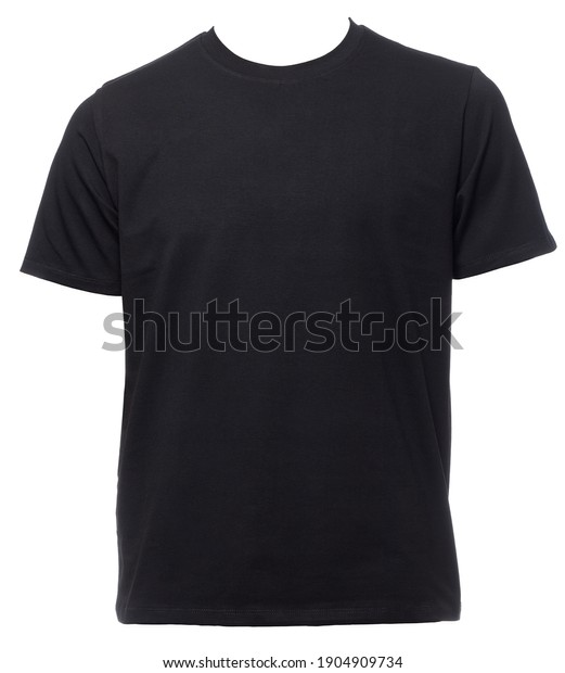 Black Plain Shortsleeve Cotton Tshirt Template Stock Photo (Edit Now