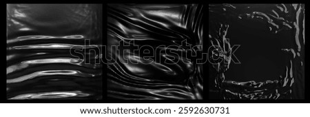 black plastic bag texture, wrap texture on a black background wallpaper, wrinkled plastic pattern for creative and decorative design	