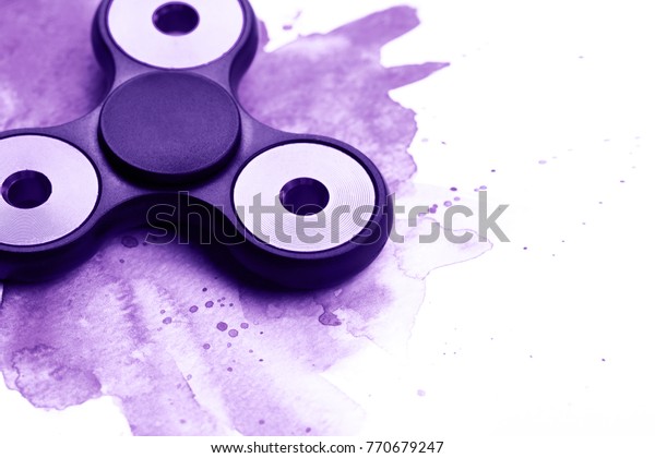 Black Plastic Beautiful Spinner On Watercolor Stock Photo Edit